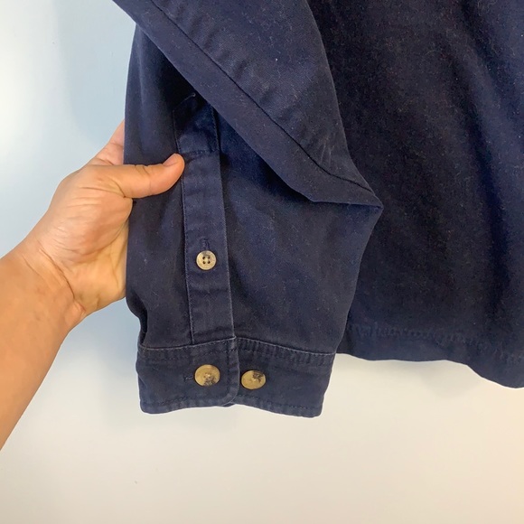 Vintage Y2K Eddie Bauer Navy 3/4 Zip Long Sleeve Sweater 100% Cotton Tall XL - Picture 4 of 10